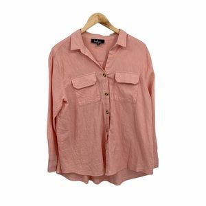 Lulu’s oversized pink cotton long sleeve blouse